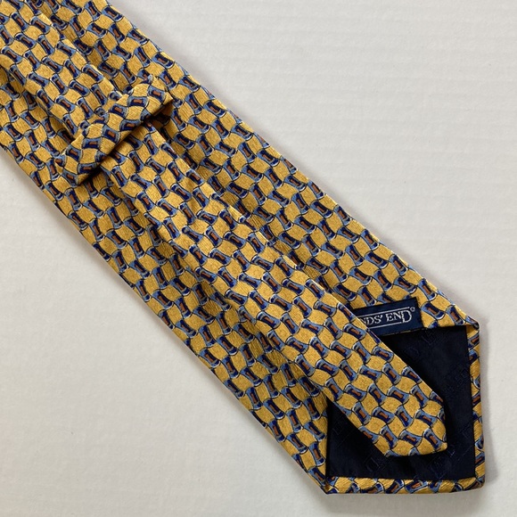 Lands’ End Yellow Blue Orange Men’s Silk Tie - Picture 3 of 6